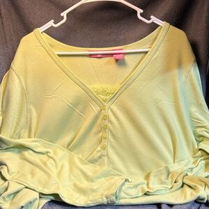 Woman Within Lime Long Sleeve Blouse
